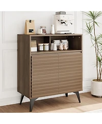 gaomon Fluted Storage Cabinet, Sideboard Buffet Cabinet with & Adjustable Shelves for Living Room, Kitchen, Entryway