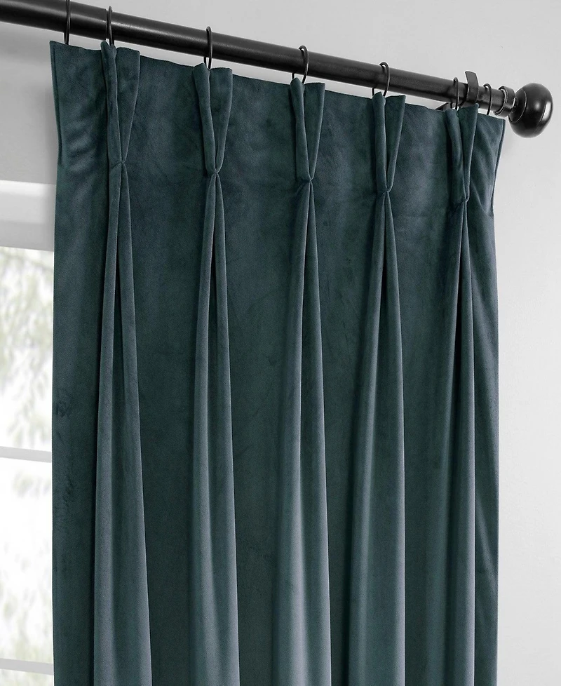 Half Price Drapes French Pleat Heritage Plush Velvet Room Darkening Curtain