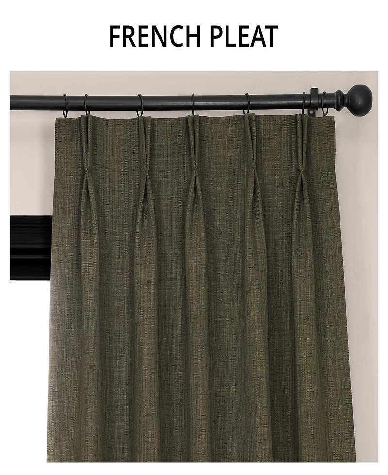 Half Price Drapes French Pleat Textured Faux Linen Room Darkening Curtain