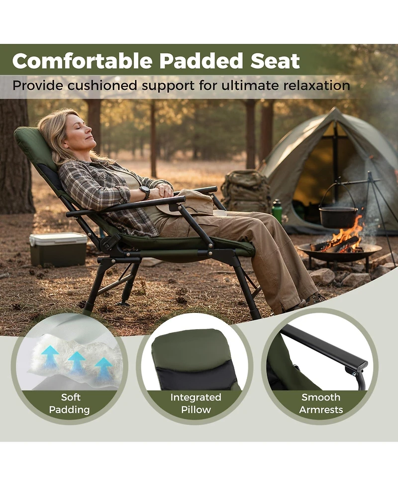 Mecale Oversized Folding Fishing Chair for Adults with Armrests, Portable Outdoor Chair