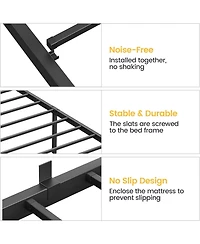 gaomon 14 Inch Bed Frame with Storage,Metal Platform Bed Frame No Box Spring Needed Steel Slat Support Easy Assembly