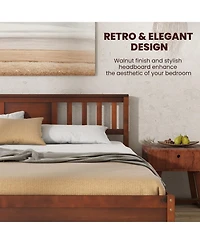 Sugift Platform Bed with Headboard and Slat Support