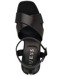Guess Women's Qeelin Criss-Cross High Block Heel Platform Sandals