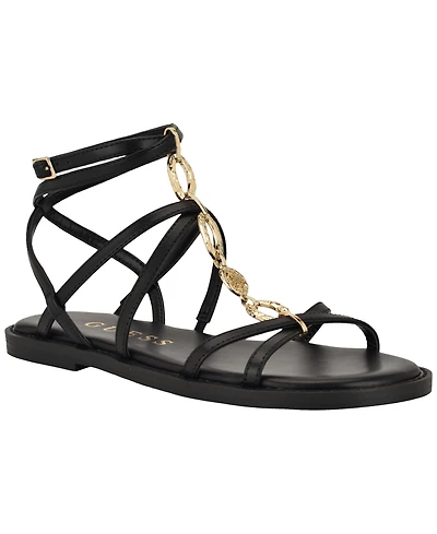 Guess Women's Grunge Gladiator Ornamented Flat Sandals
