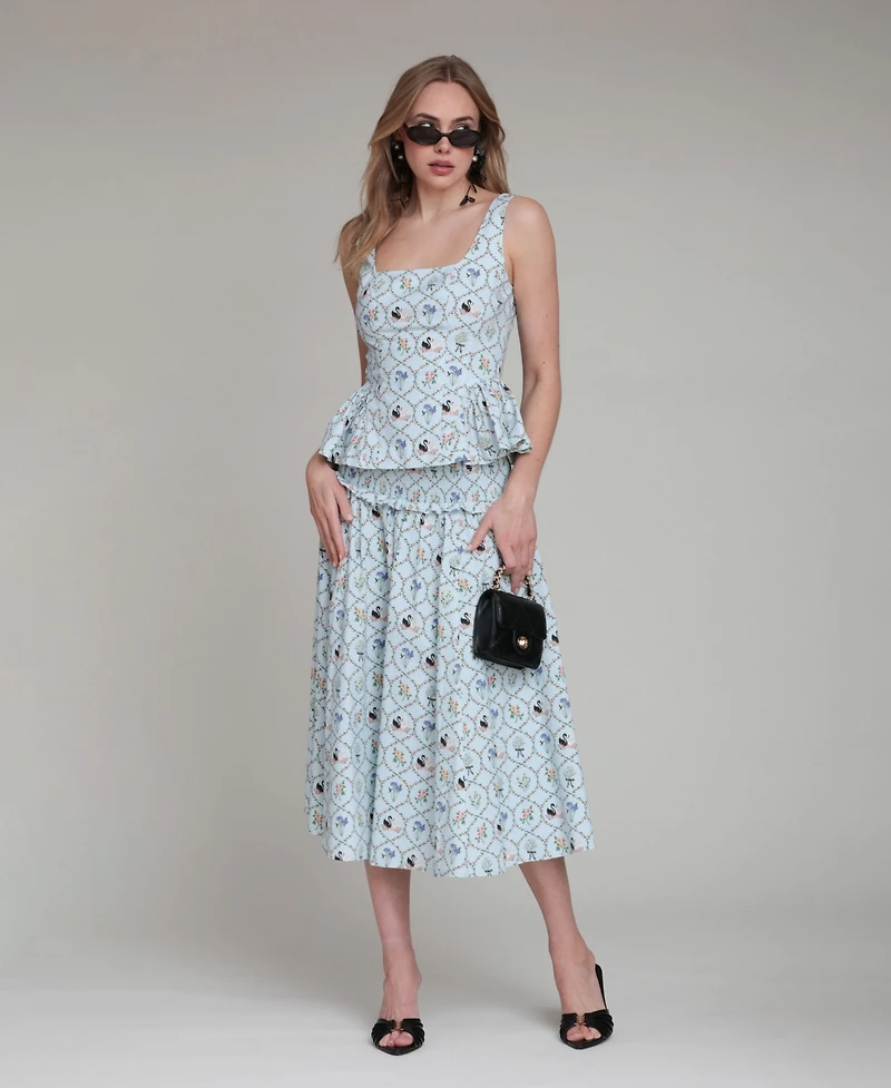 Avec Les Filles Women's Square Neck Zippered Top