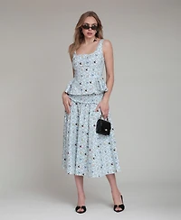 Avec Les Filles Women's Square Neck Zippered Top