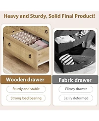 gaomon Dresser for Bedroom Rattan Chest of Dressers 37 in Tall Dresser for Closet with 4 Rattan Drawers Boho Nightstand Large Clothes Storage Cabinet