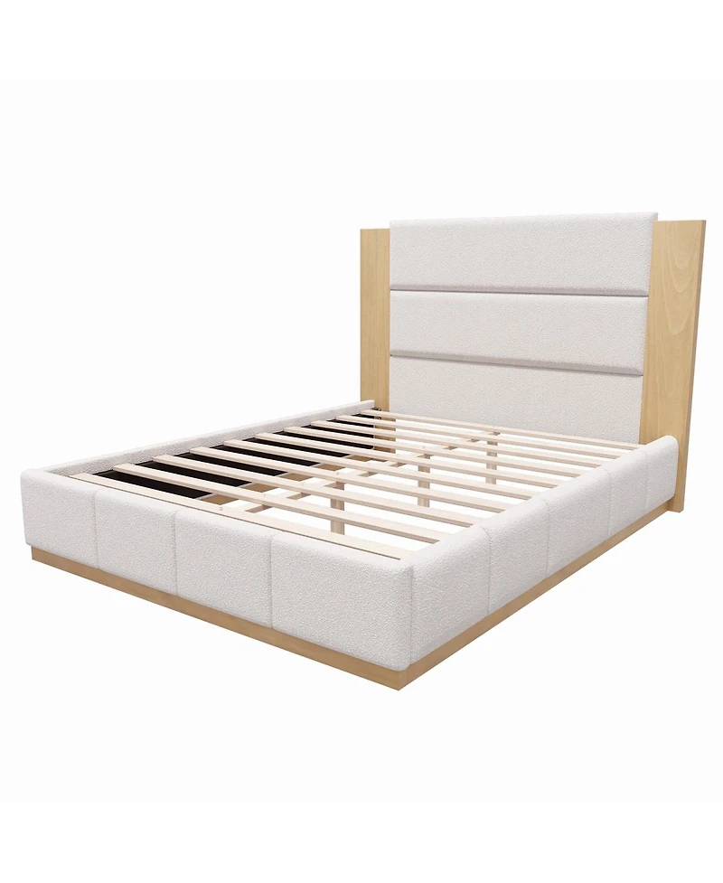 Streamdale Furniture Elegant Upholstered Platform Bed with Extended Headboard