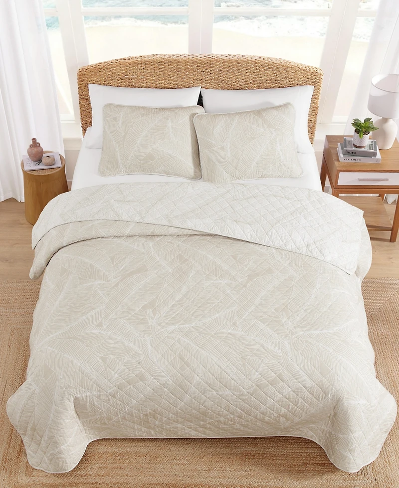 Tommy Bahama Home Pebble Palms Cotton Reversible 3-Pc. Quilt Set, King