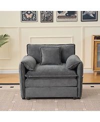 Boyel Living Oversized 41.73" Chenille Armchair with 1 Pillow, Modern Modular Reading Chair for Room or Bedroom, Deep-Seat Diy Sectional