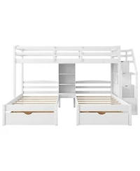 Streamdale Furniture Streamdale Twin/Twin/Twin Triple Bunk Bed w/ Drawers, Stairs, Shelves