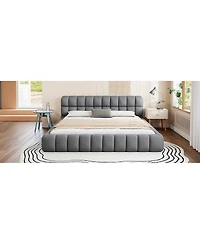 Streamdale Furniture Streamdale King Size Gray Upholstered Platform Bed with Solid Frame