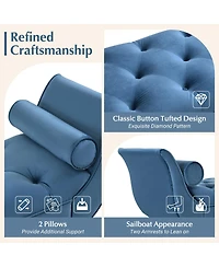 Streamdale Furniture Upholstered Velvet Bench with 2 Pillows and Rolled Arms