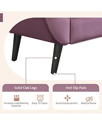 Streamdale Furniture Upholstered Velvet Tufted Ottoman Bench with Rolled Arms and 2 Pillows