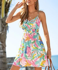 Cupshe Women's Island Serenity Tropical Mini Beach Dress