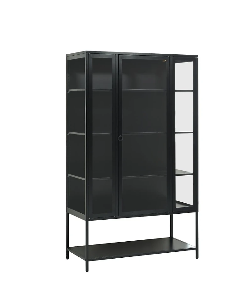 Streamdale Furniture Iron Display Cabinet with Glass Door and Led Lights