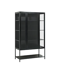 Streamdale Furniture Iron Display Cabinet with Glass Door and Led Lights