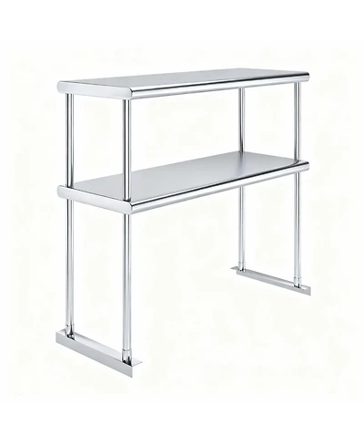 14" x 36" Double-Tier Stainless Steel Overshelf, 255 Lbs Capacity