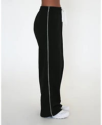Rebody Active Women's Rugby Piping Relaxed Wide Leg Pant