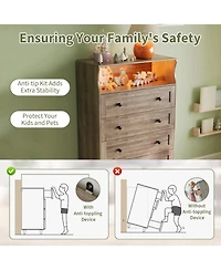 gaomon 5 Drawer Wooden Dresser for Bedroom Closet Bedside