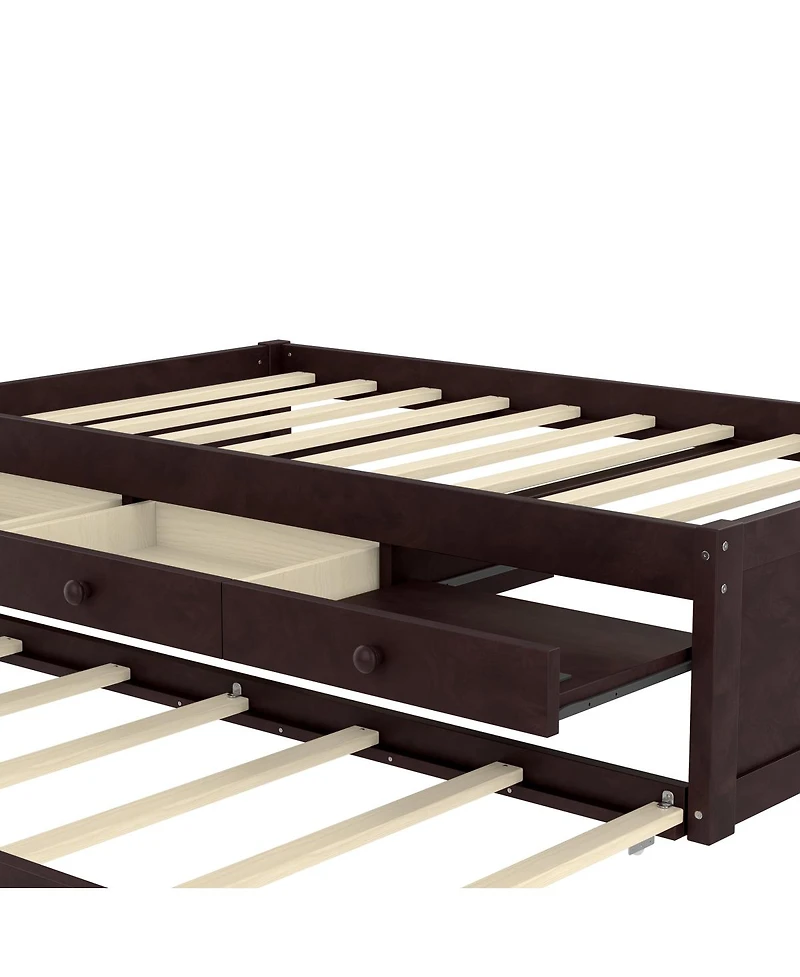 Streamdale Furniture Streamdale Twin Platform Bed with Trundle, 2 Drawers & Power Strip, Espresso