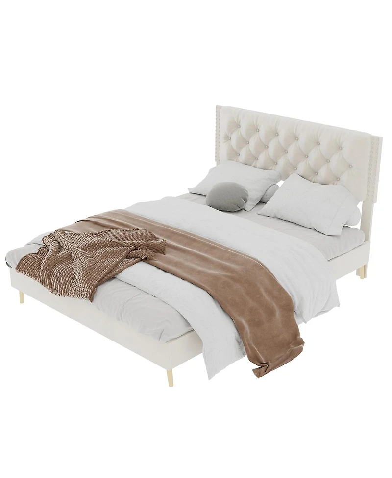 Streamdale Furniture Velvet Upholstered Bed - Luxury & Comfort for Master Bedroom