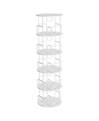 Rainsken 360° Rotating Bookshelf Tower, 5-Tier Round Vertical Storage Display Rack