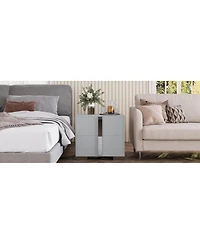 Streamdale Furniture Modern End Table with Drawers and Metal Foot