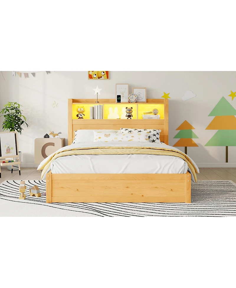 Streamdale Furniture Full Size Storage Bed with Led Headboard and Drawers