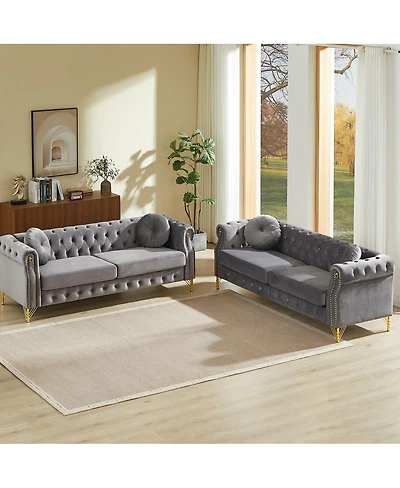 Streamdale Furniture Customizable Armrest Sofa with Velvet Fabric