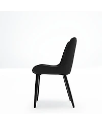 Streamdale Furniture Streamdale Set of 2 Modern Pu Leather Dining Chairs with Thick Cushions & Metal Legs