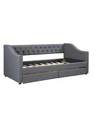 Streamdale Furniture Upholstered Twin Daybed with 2 Drawers, Wood Slat Support