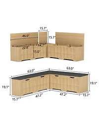 Streamdale Furniture L-Shaped Modular Storage Bench with Cushion