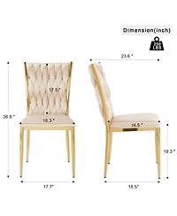 Streamdale Furniture Streamdale Beige Velvet Dining Chair with Gold Legs (Set of 2)