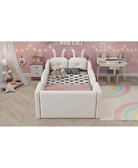 Streamdale Furniture Twin Upholstered Platform Bed with Rabbit Cushion & Removable Rails