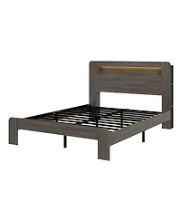 Streamdale Furniture Queen Wood Platform Bed Frame with Storage, Led Headboard & Usb