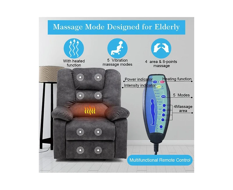 Boyel Living Velvet Power Lift Recliners with Heat & Massage, Lift Chair Relax Sofa Chair for Living Room