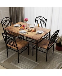 gaomon Dining Table Set of 4, Retro Industrial Dining Table & Chairs, Wood Table Chairs Set for Small Space