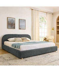 Streamdale Furniture Streamdale King Size Upholstered Bed Frame, Modern Minimalist, Curved Headboard, Drawer Storage