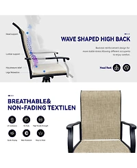 Flynama Set of 2 Outdoor Swivel Dining Chairs Breathable Textilene Patio Lawn Chairs with 360° Swivel for Front Porch Backyard Deck