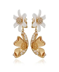 Guess Gold Plated Floral Drop Earrings