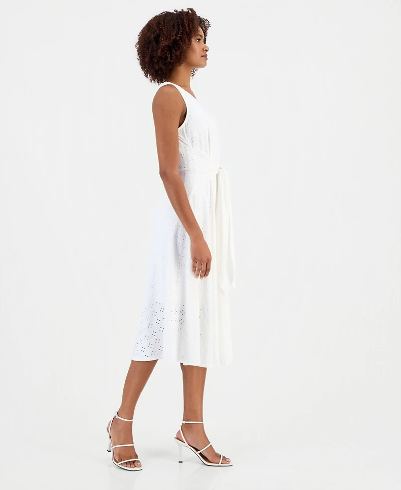 Robbie Bee Women's Tie-Front Sleeveless Midi Dress