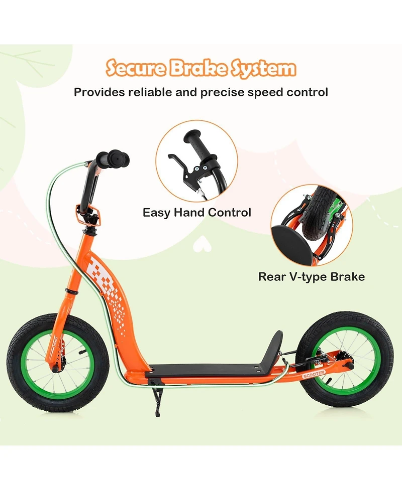 Mecale Kids Scooter Youth Kick Scooter with Adjustable Height Handlebar 12-Inch Inflatable Wheels