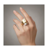 Sterling Silver 14k Gold Plated Cubic Zirconia Modern Open Cuff Scroll Ring