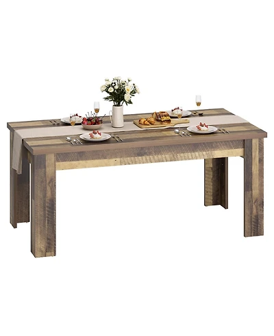gaomon 63" Dining Table for 4-6, Farmhouse Wood Kitchen with 4 Strong Legs, Large Thick Tabletop
