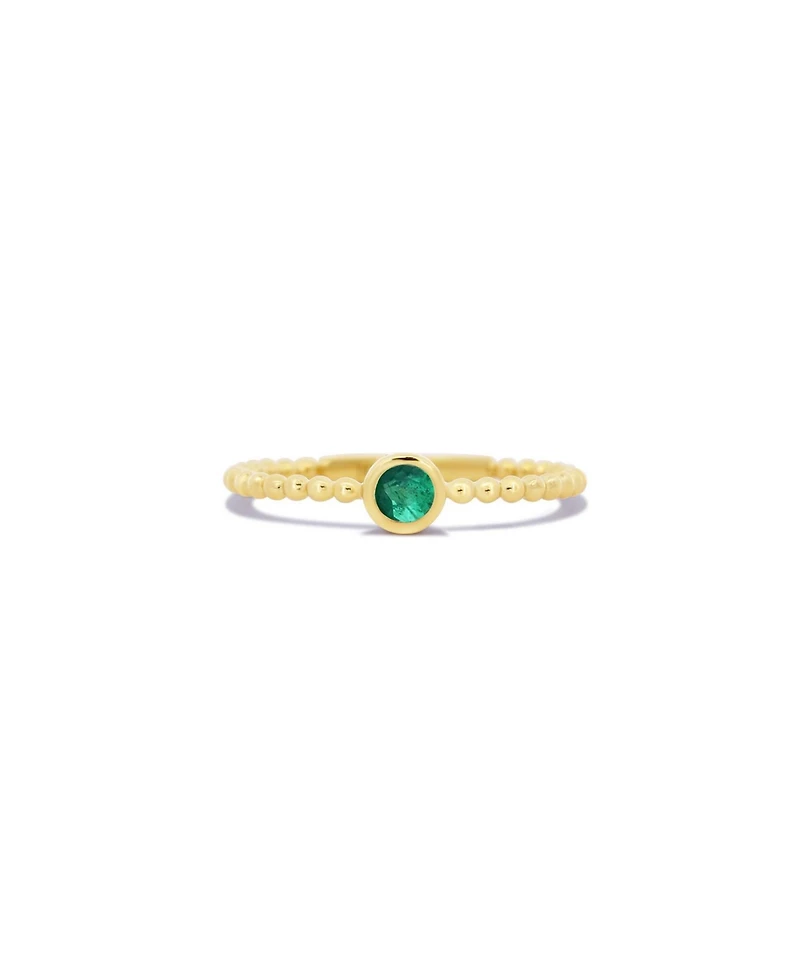 The Lovery Gold Beaded Emerald Ring 14K Gold
