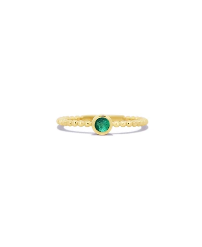 The Lovery Gold Beaded Emerald Ring 14K Gold