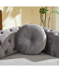 Streamdale Velvet Chesterfield Sofa with Studs & Tufted Accents, Metal Legs