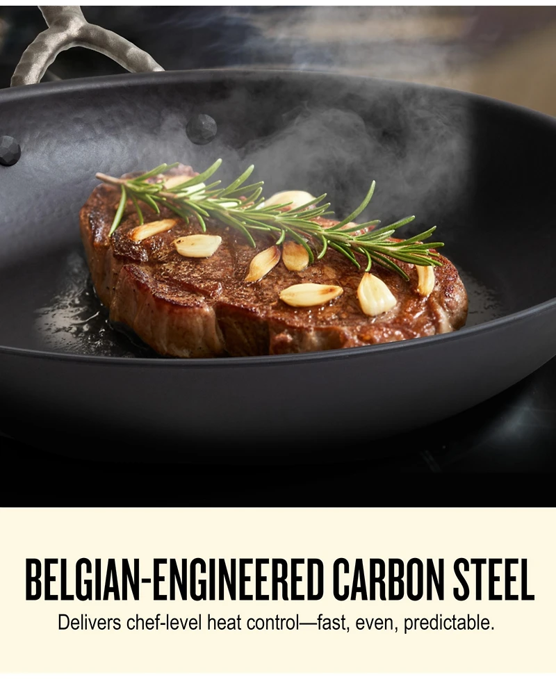 Alva Artist 2pc Carbon Steel Frying Pan Set - Artisan-Forged Handle (9.5" & 11")