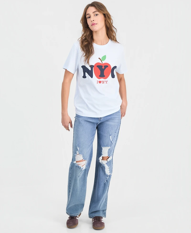 Grayson Threads, The Label Juniors' Nyc Apple Graphic Print Crewneck T-Shirt